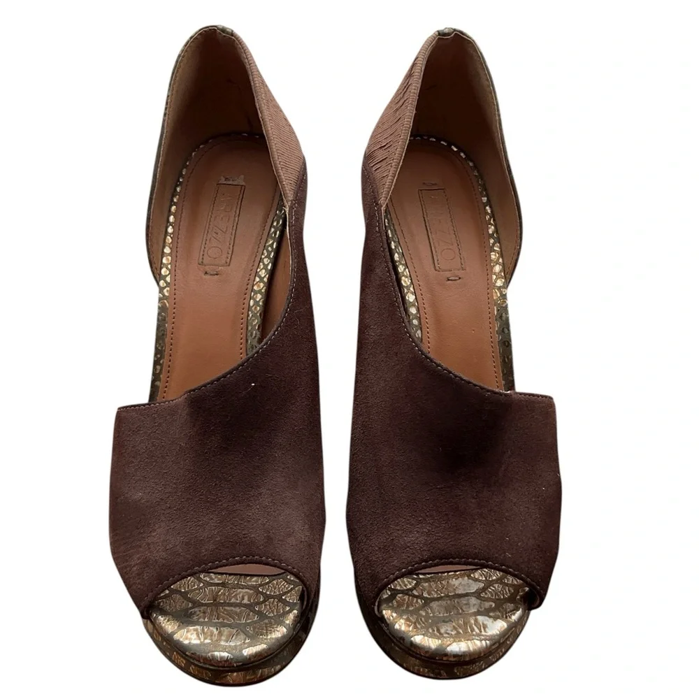 Arezzo Chic Brown‎ Peep Toe Heels Size 7